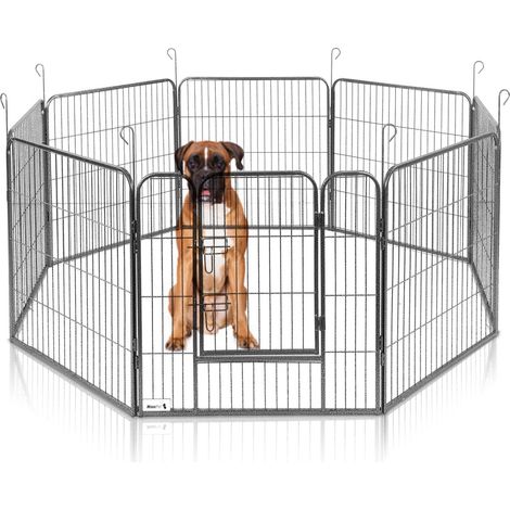 MaxxPet Recinto per cani – Recinto per cani da interno ed esterno - Parco per cuccioli, conigli e altri animali domestici - Area giochi pieghevole - Gabbia con 8 pannelli - 60x100cm – Incl. ciotola (1/5)