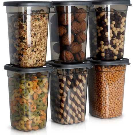 Recipientes para productos a granel con tapa, 1 l, 6 unidades.