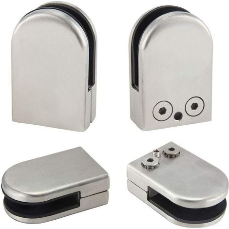 4 pezzi Supporto per morsetto in vetro da 6-8 mm, in acciaio inox, con clip per vetro, regolabile, con supporto per morsetto di collegamento posteriore piatto, per balaustra, corrimano, scale, finestr (1/5)