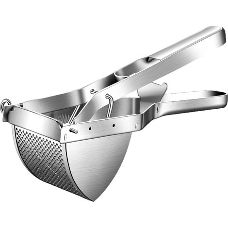Machacador de patatas manual de acero inoxidable, desmontable, ideal para verduras, frutas y otros alimentos, machacador de patatas profesional de plata. (1/5)