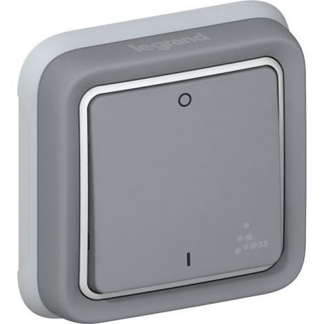 Legrand – Interrupteur bipolaire Plexo gris IP55 10A – Encastrable ou saillie – Finition mate pour usage professionnel