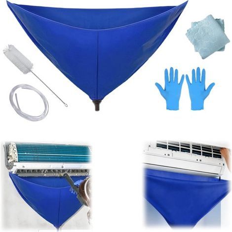 Sac de nettoyage pour climatiseur Sac de récupération d'eau pour climatiseur Sac de nettoyage suspendu Outil de nettoyage pour climatiseur (10059 cm Bleu) (1/4)