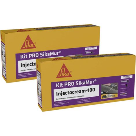 Pack de 2 kits SikaMur InjectoCream-100 – Traitement remontées d’humidité – Crème concentrée prête à l’emploi – Pour murs en maçonnerie (1/4)