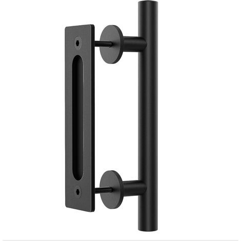 1 Pcs 30CM Poignée de Porte Coulissante, Noires Avec Poignée de Porte Coulissante, Grande Taille Rustique, Convient pour Portails, Garages, Armoires
