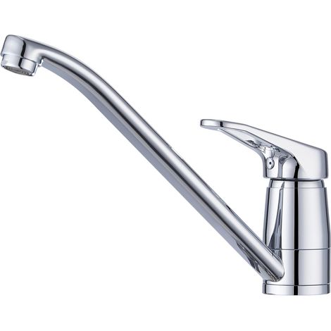 Robinet de Cuisine Pivotant à 360°, Robinet Haute Pression avec Cartouche en Céramique, Mitigeur Monocommande pour Évier, Installation Facile et Tuyaux Chaud/Froid de 50 cm, Chromé (1/5)