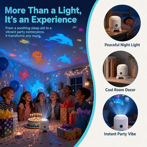 Dynamic Rotating LED Floodlight 360° Swivel Projector Rechargeable Colorful Light Adjustable Brightness Bedroom Living Room Bathroom Ocean (1/4)