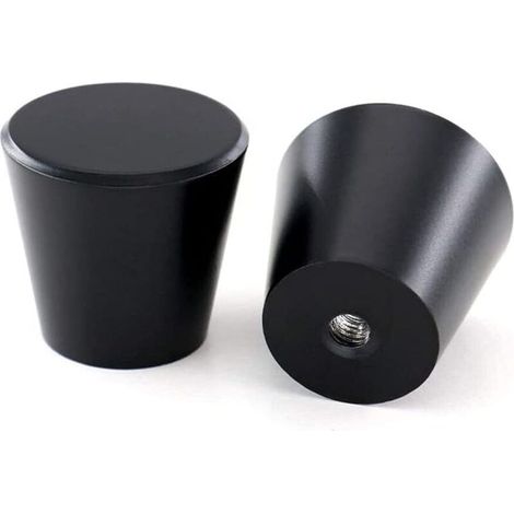 Lot de 4 Boutons de Porte et Tiroir Noir Mat - Boutons de Meuble Rond en Alliage d'Aluminium,20 mm x 23 mm (1/5)