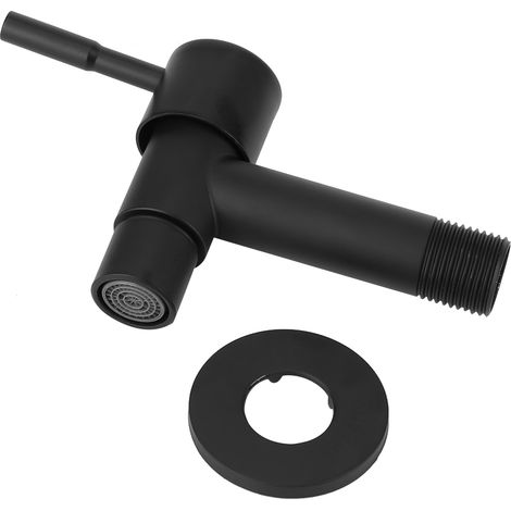 Robinet d'évier simple rapide en acier inoxydable noir, robinet d'eau froide pour piscine à balais, filetage mâle G1/2 pouce, robinet court noir pour serpillière