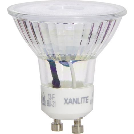 Xanlite – Ampoule LED GU10 dimmable 5W (50W eq.) – 345 lumens – Blanc chaud 2700K – Compatible variateur – Durée de vie 15000h