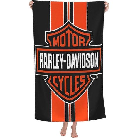 Serviette de bain Harley Davidson-3, unisexe, en fibres ultrafines, idéale pour la plage (réf. dw672)