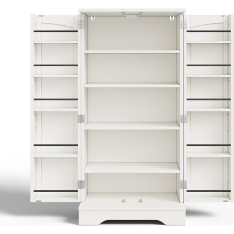 Mueble despensa de cocina alto 120 x 60 x 40 cm MDF blanco con luz LED con sensor (1/5)