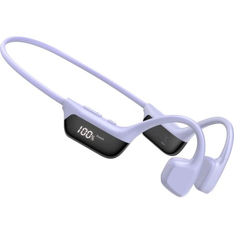 Auriculares de conducción ósea, diseño inalámbrico, función impermeable, color morado. (1/2)