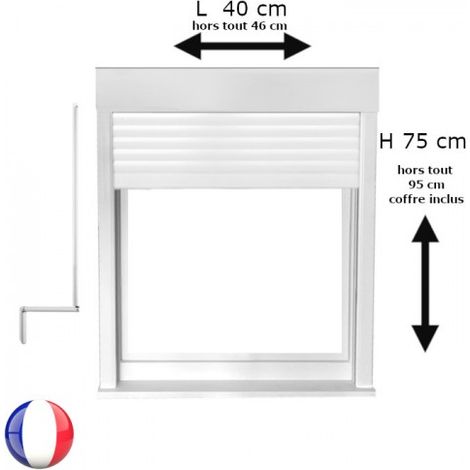 Fenêtre PVC 1 vantail avec volet roulant manivelle H 75 x L 40 cm pour pose en neuf - tirant gauche