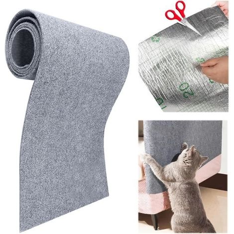 grattoir chat canapé,40200CM tapis griffoir chat,Auto-adhésif Tapis Griffoir pour Chat, Protège Les Tapis et Canapés Gris clair (1/4)