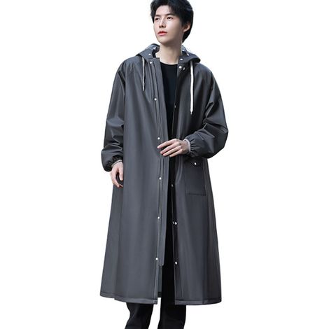 Imperméable EVA noir à large bord, fermeture éclair lisse, poches larges, boutons pression, poncho de pluie pour voyage, randonnée, camping