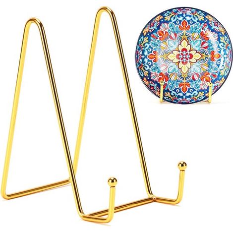 Présentoir décoratif - Présentoir - Porte-assiettes - Présentoir - Support pour cadre photo - Métal - Or (1/5)