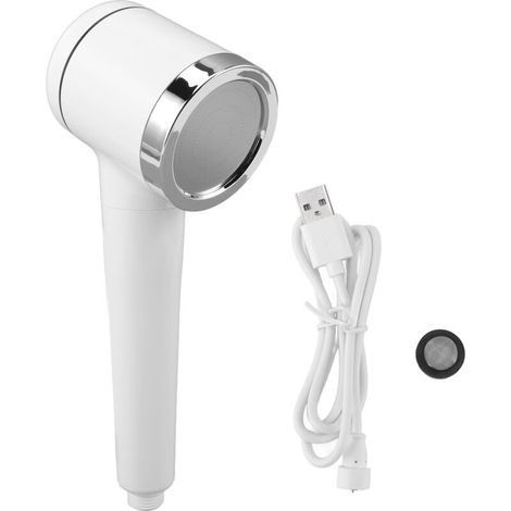 Cabezal de ducha de mano, cabezal de ducha de agua rica en hidrógeno electrolizado de alta presión, resistente al agua IPX7, ahorro de agua 200-300 ppb, rosca macho G1/2, blanco (1/5)