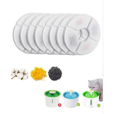 Filtre Fontaine Eau Chat, Lot de 12 Filtres De Remplacement pour Fontaine à Eau pour Chat 1.6L/2L/2.4L, Rond Filtre Remplacement (1/4)