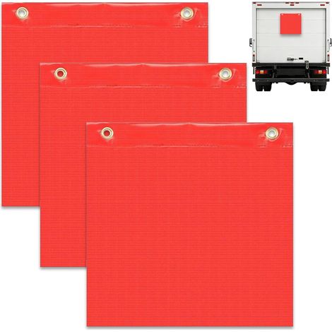 3 Pièces Drapeaux D'Avertissement Rouges, 29.5×29.5cm Drapeau D'Avertissement Avec Corde Élastique, Drapeaux Rouges, Pour Voiture Caravane Remorque Porte Vélos, Charges Surplomb (1/5)