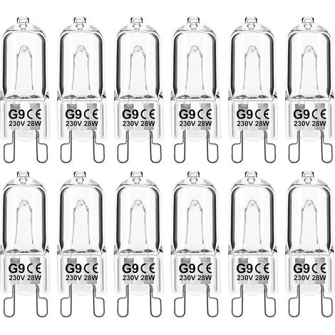 Ampoule G9 28W 230V Dimmable Blanc Chaud, Halogène Tolérance 300°C Pour Four Micro-ondes Cuisinière Plafonniers, Lot de 12 [Classe énergétique G] (1/5)