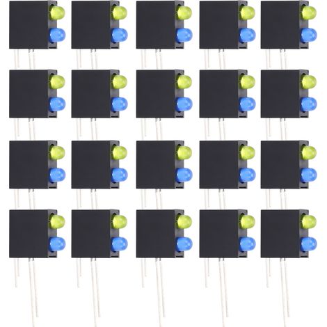 100 Supports LED 90° à double orifice, pièces industrielles noires, faisceau jaune vers haut, bleu vers bas, lot de 100 (1/5)