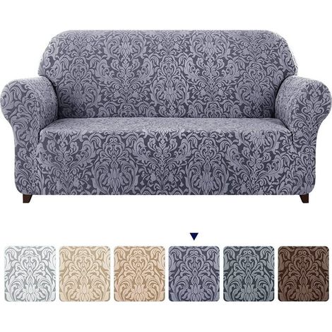 Grauer Sofabezug, 3-Sitzer-Sofabezug aus Jacquard-Damast (1/5)