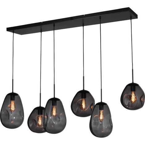 Lampe suspendue Lava 6x verre à fumée - 2761-05-130-25-60512