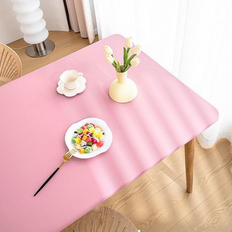 Elastische Tischdecke Rechteckig, Abwischbar, Wasserdicht, mit Gummizug, Rosa 70x130cm