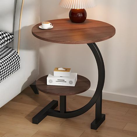 Table basse ronde moderne à double niveau – Table d’appoint pour salon, petite table de canapé