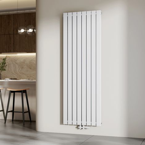 EMKE Heizkörper Flach Design Paneelheizkörper Mittelanschluss Vertikal, Doppellagig, Weiß, 180x62 cm, 2227 W Warmwasser Zentralheizung (1/5)