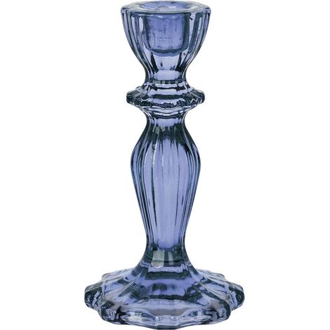 Bougeoir en Verre Bleu Marine, Style Vintage Élégant, 16 cm, Compatible Bougies 2 cm, Centre de Table, Décoration Intérieur, Cheminée (1/2)