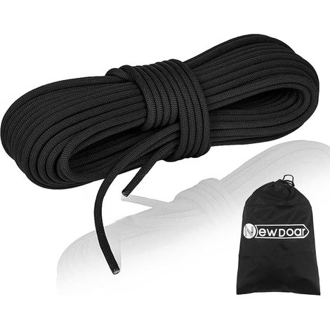 Corde d'escalade Statique 14KN / 18KN 8mm(5/16in)-10mm (3/8in) Corde d'escalade Haute Résistance Corde de Cordon Accessoire à Double Tresse pour Prusik Hauling Dragginge (1/5)