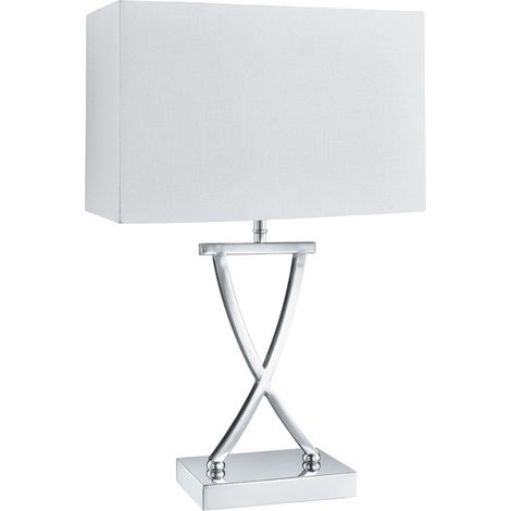 Lampe de table Club, chrome, abat-jour blanc rectangulaire chrome / chromé blanc (1/3)