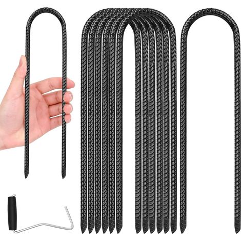 Sardines de Fixation, 8 Pièces Piquet Ancrage, Sardines Camping 30 cm, Piquet de Tente, Piquets de Sol en Forme de U, pour Camping, Balançoire, Auvents, Tentes, Trampoline, Tonnelles, Jardin
