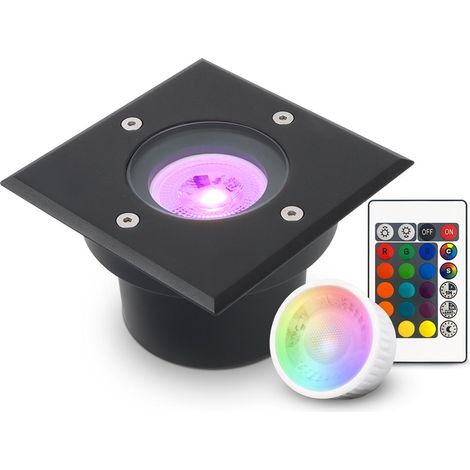 LED Bodeneinbaustrahler Schwarz FLACH eckig 230V IP67 - Leuchtmittel: 5W RGB+CCT DIMMBAR 60° - Anzahl: 1x (1/5)