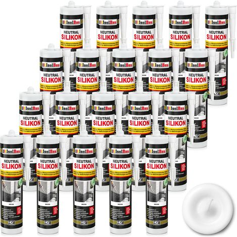 Neutralsilikon Naturstein Silikon Marmor Granit Sanitär Inn/Auß 20 x 300ml Weiss (1/5)