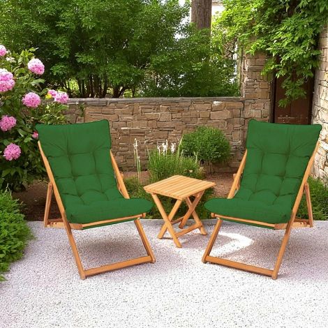 Salon jardin détente 2 places vert - bois et toile SORA (1/5)