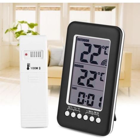 Kabelloses Innen- und Außenthermometer mit Außentemperatursensor und digitalem Innenthermometer (1/4)