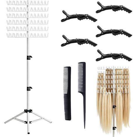 Supporto regolabile per trecce con 144 clip, per uso in salone e a casa, bianco (1/5)