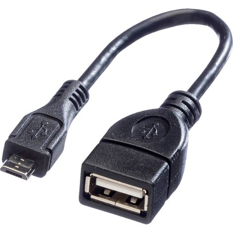Value Câble USB USB 2.0 USB-Micro-B mâle, USB-A femelle 0.15 m noir blindé 11.99.8311