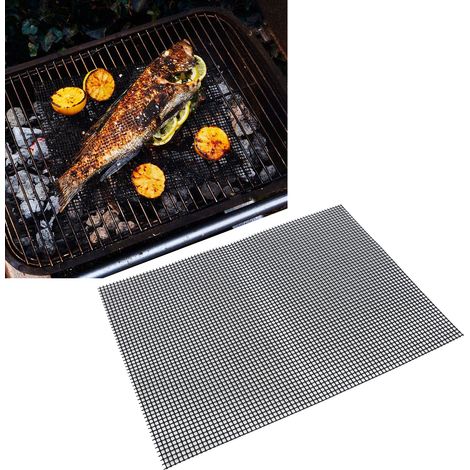 Grille de barbecue antiadhésive alimentaire, tapis multifonction pour cuisson en plein air (Noir 33x40 cm) (1/5)