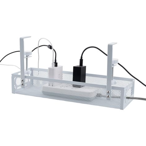 White Under Desk Clip-On Cable Management Tray Wire Organizer Punch-Free (1/5)