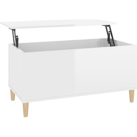 Table basse Blanc brillant 90x44,5x45 Bois d'ingénierie (1/5)