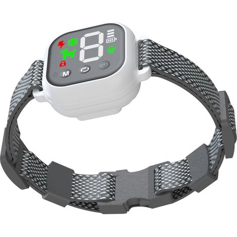 Collier anti-aboiement pour chien – Dispositif anti-aboiement avec 3 modes, 8 niveaux de sensibilité réglables et étanchéité IP67,  （Version à décharge électrique）