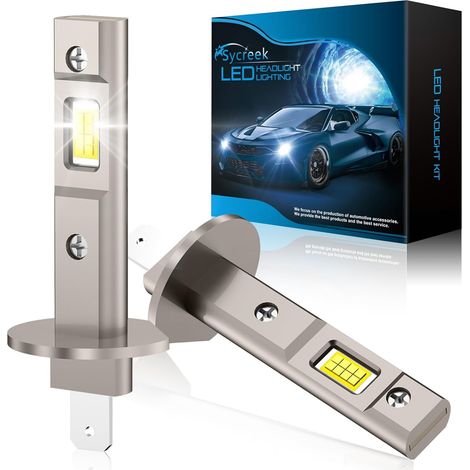 2 Ampoules H1 LED,22000LM 6000K Blanc Froid,CANBUS Anti-Erreur,Ventilateur Refroidissement,Kit Conversion Voiture