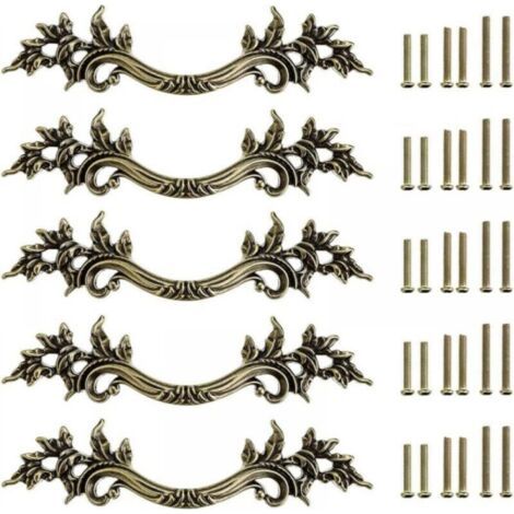 (bronze) 5pcs Poignée de porte vintage Bouton de Porte de Placard rétro,décorer le Tiroir, la Commode, Placard, Meuble etc (1/5)