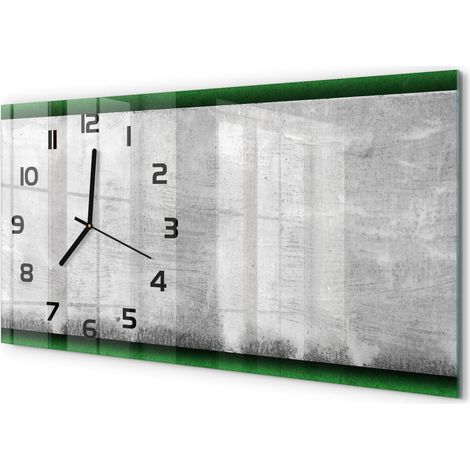 Horloge Murale Panoramique Artistique 60x30 cm Verre Trempé Design Original Mur vert (1/5)