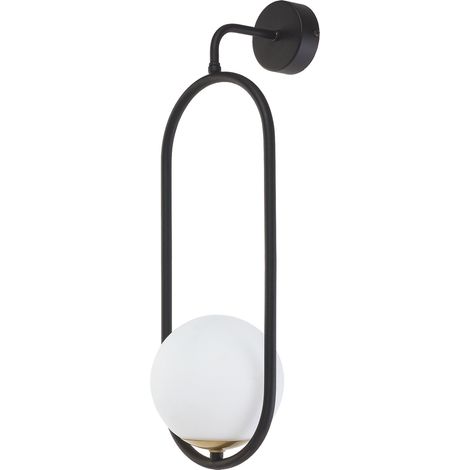 Applique industrielle noire ovale verre boule E14 11W