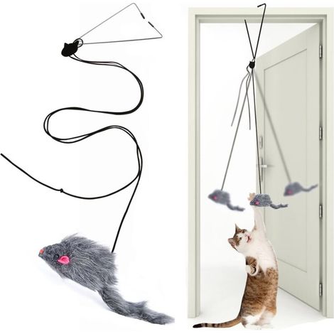 Interaktives Katzenspielzeug mit Federn, lustiges Einziehspielzeug, interaktives Hängespielzeug, geeignet für drinnen zum Spielen und für Jagdübungen (1 Packung)