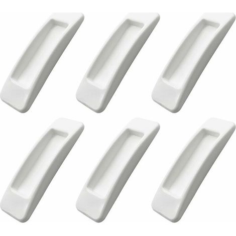 poignées auto-adhésives pour porte coulissante avec rubans adhésifs double face pour armoires, fenêtres, réfrigérateurs, tiroirs, portes en verre (blanc 6pcs) (1/5)